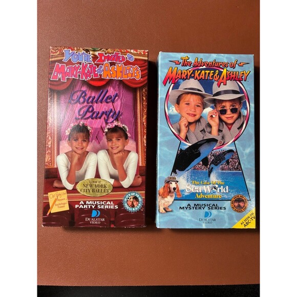 Vintage Mary-Kate & Ashley VHS Lot: Ballet Party & The Case of the Sea World Adv - Picture 1 of 2